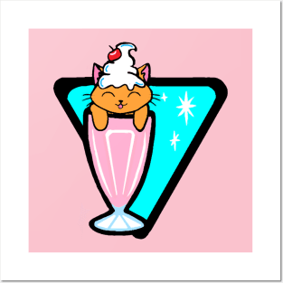 Retro Milkshake Kitty Posters and Art